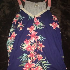 Medium tank top blue and gray with pink flowers